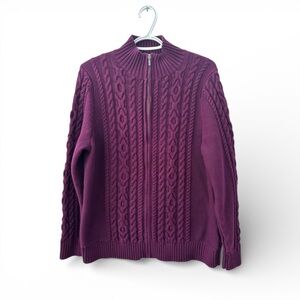 L.L. Bean Women’s Fisherman Cable Knit Zip Up
cotton Eggplant Purple Zip Jacket